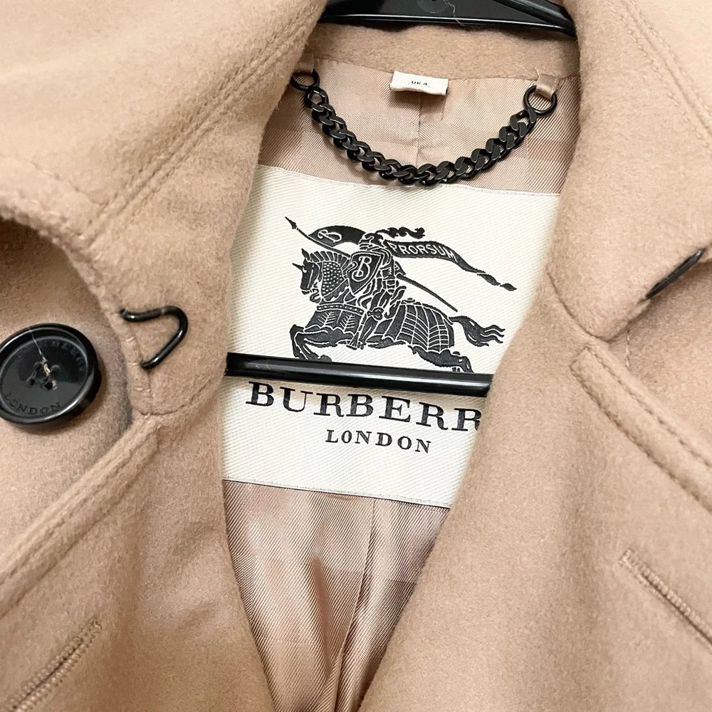 Burberry double breasted cashmere wool short trench coat 2 - Picture 3 of 9